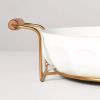 C3qt Oven-to-Table Fluted Stoneware Round Baking Dish with Cradle Carrier Cream